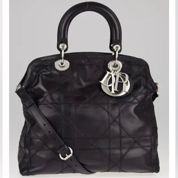 Authentic Dior Gorgeous Black Medium Leather Cannage Granville Bag - Picture 2 of 16
